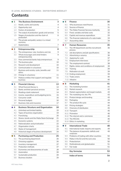 Quick Review Booklet: contents, every section on one page (page 2)