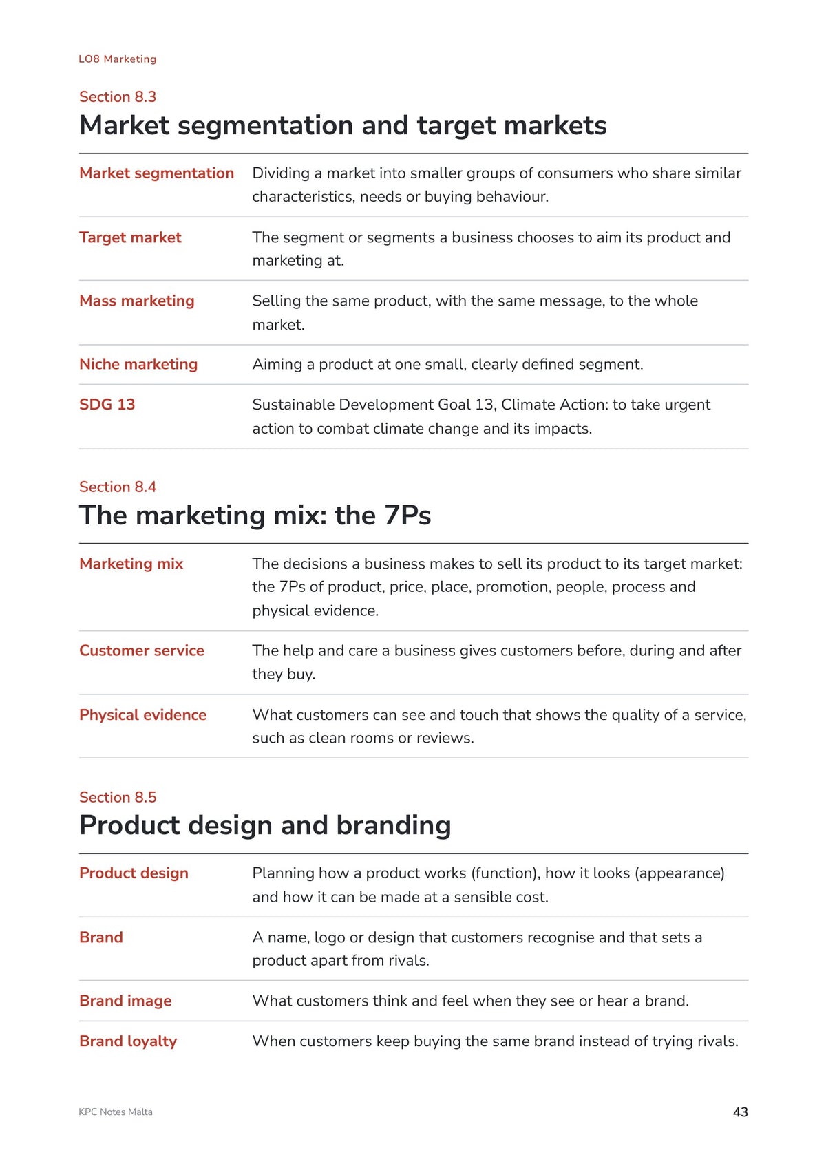 Quick Review Booklet: marketing terms, segmentation and the marketing mix (page 43)