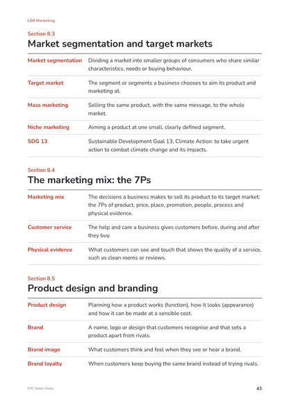 Quick Review Booklet: marketing terms, segmentation and the marketing mix (page 43)