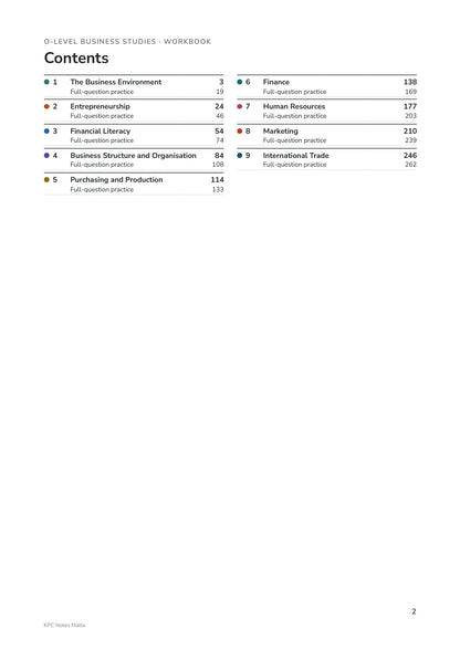 Workbook: contents, practice for every chapter plus full exam-style papers (page 2)