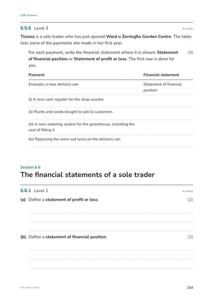 Workbook: classifying payments and defining the financial statements (page 154)