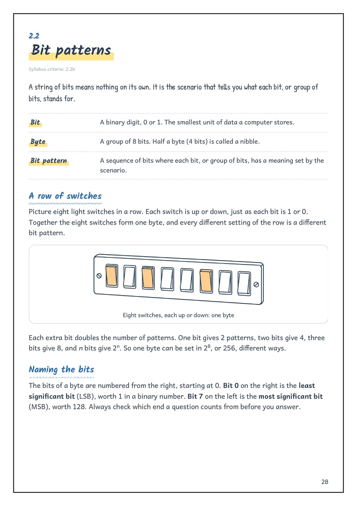Note Pack: bits, bytes and bit patterns, with worked examples (page 28)