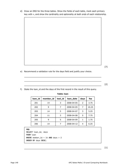 Workbook: databases, drawing an ERD and reading an SQL query (page 148)