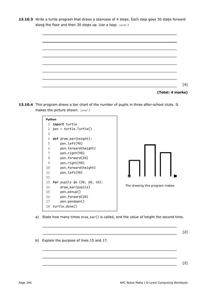 Workbook: reading a Python graphics program and its drawing (page 246)