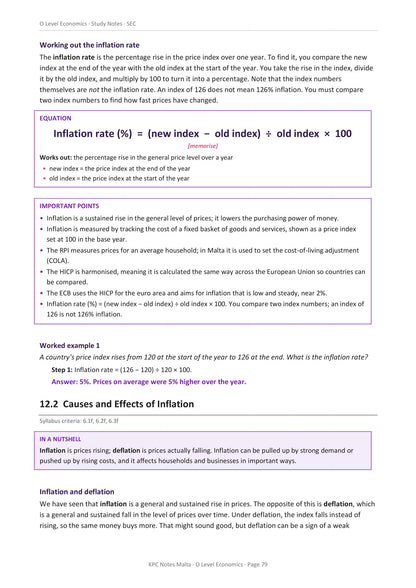 Macroeconomics: working out the inflation rate from a price index (page 79)