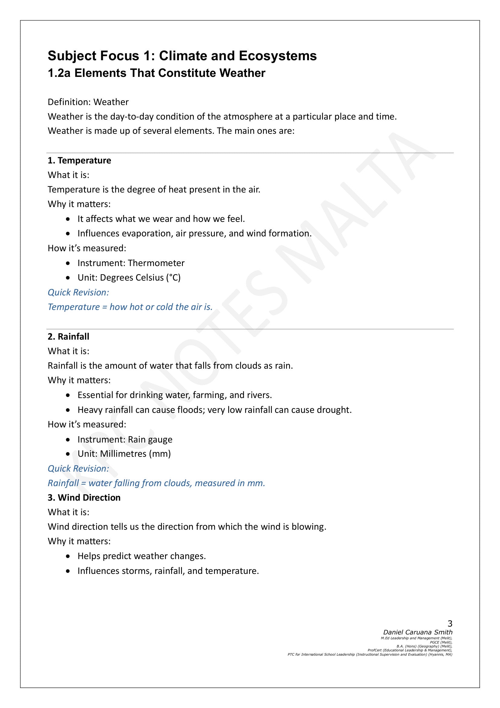 Geography: Climate and Ecosystems, the elements that make up weather (page 3)