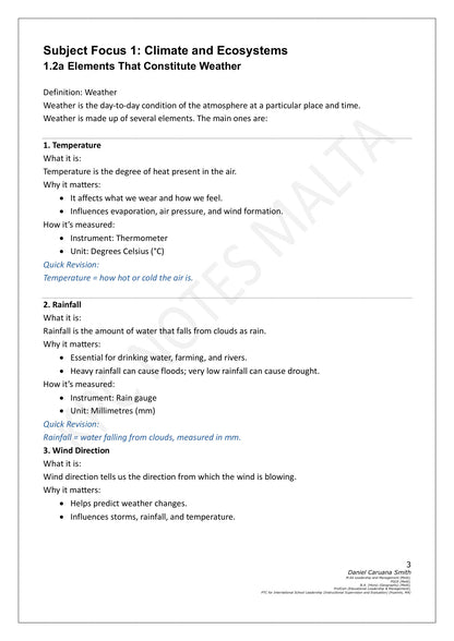 Geography: Climate and Ecosystems, the elements that make up weather (page 3)