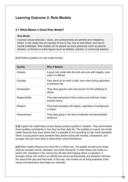 Role Models: what makes a good role model (page 18)