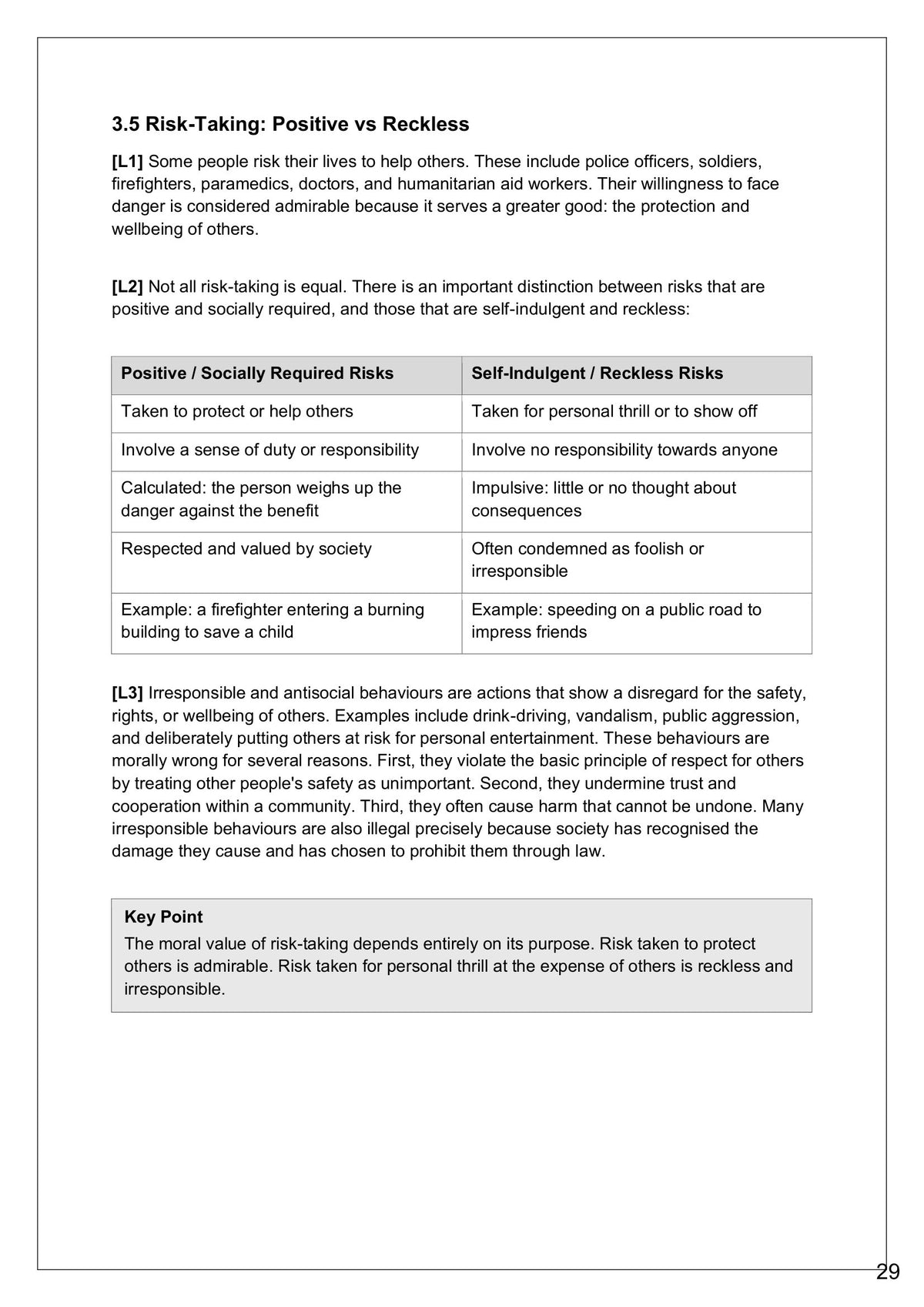 Self-Respect and Online Behaviour: positive risk-taking against reckless (page 29)