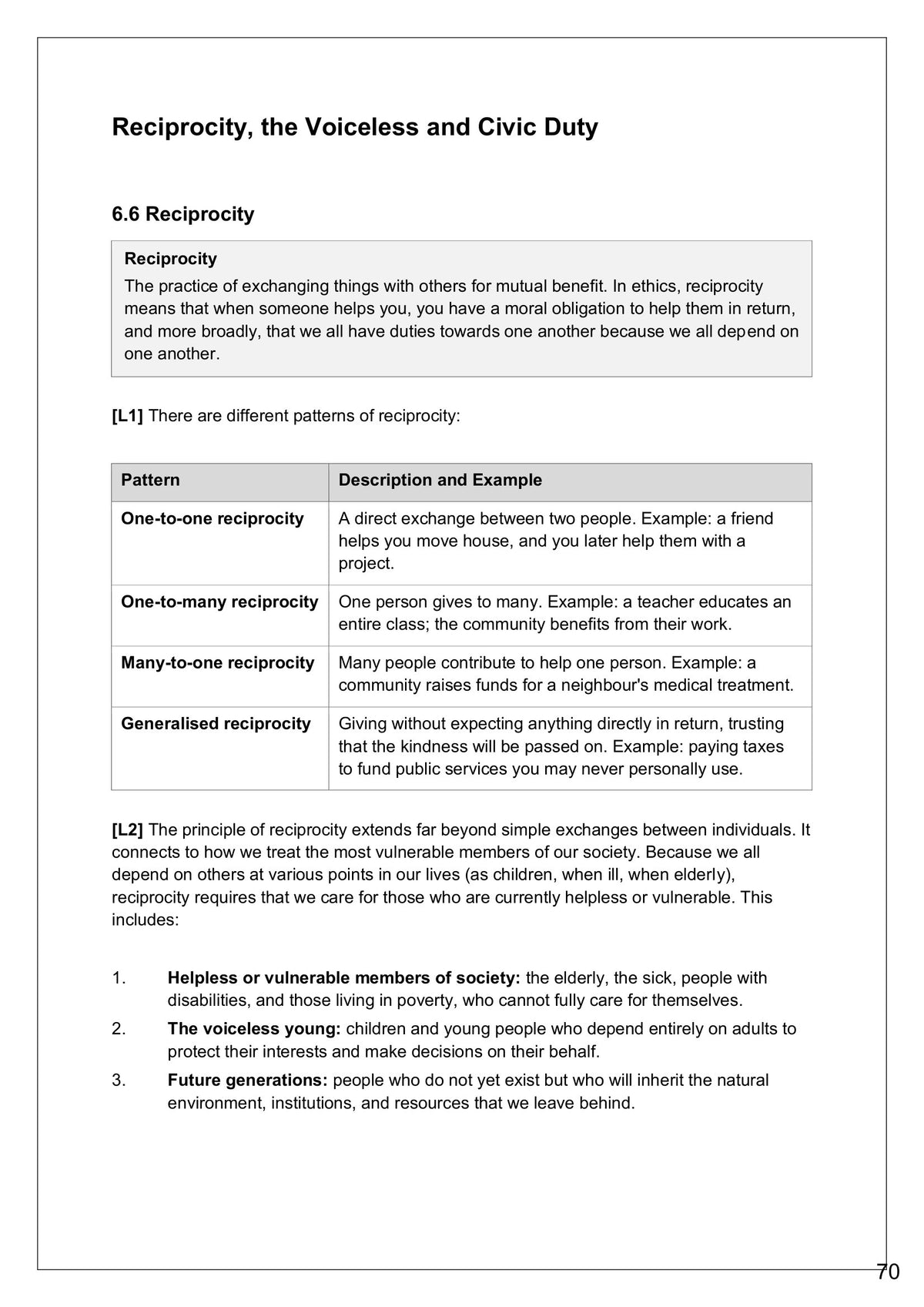 Dependence and Freedom: reciprocity and its patterns (page 70)