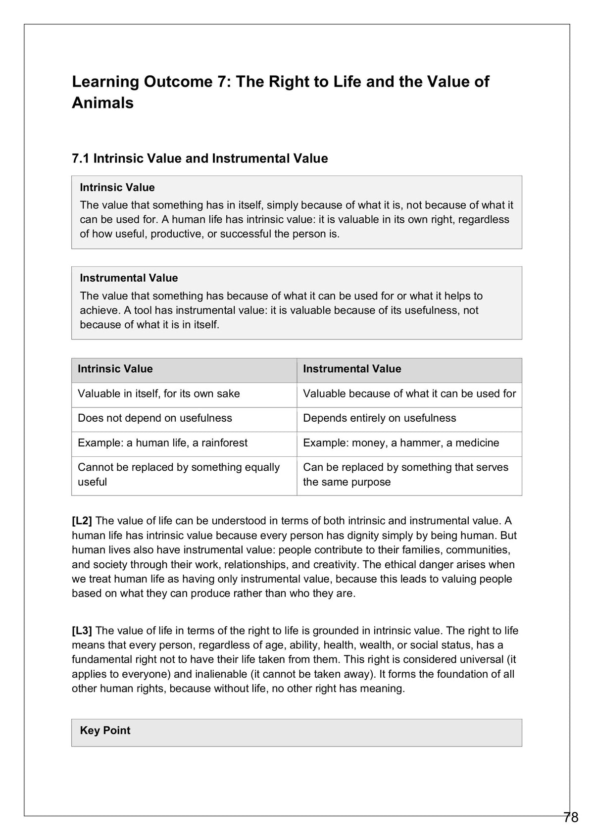 The Right to Life: intrinsic value against instrumental value (page 78)