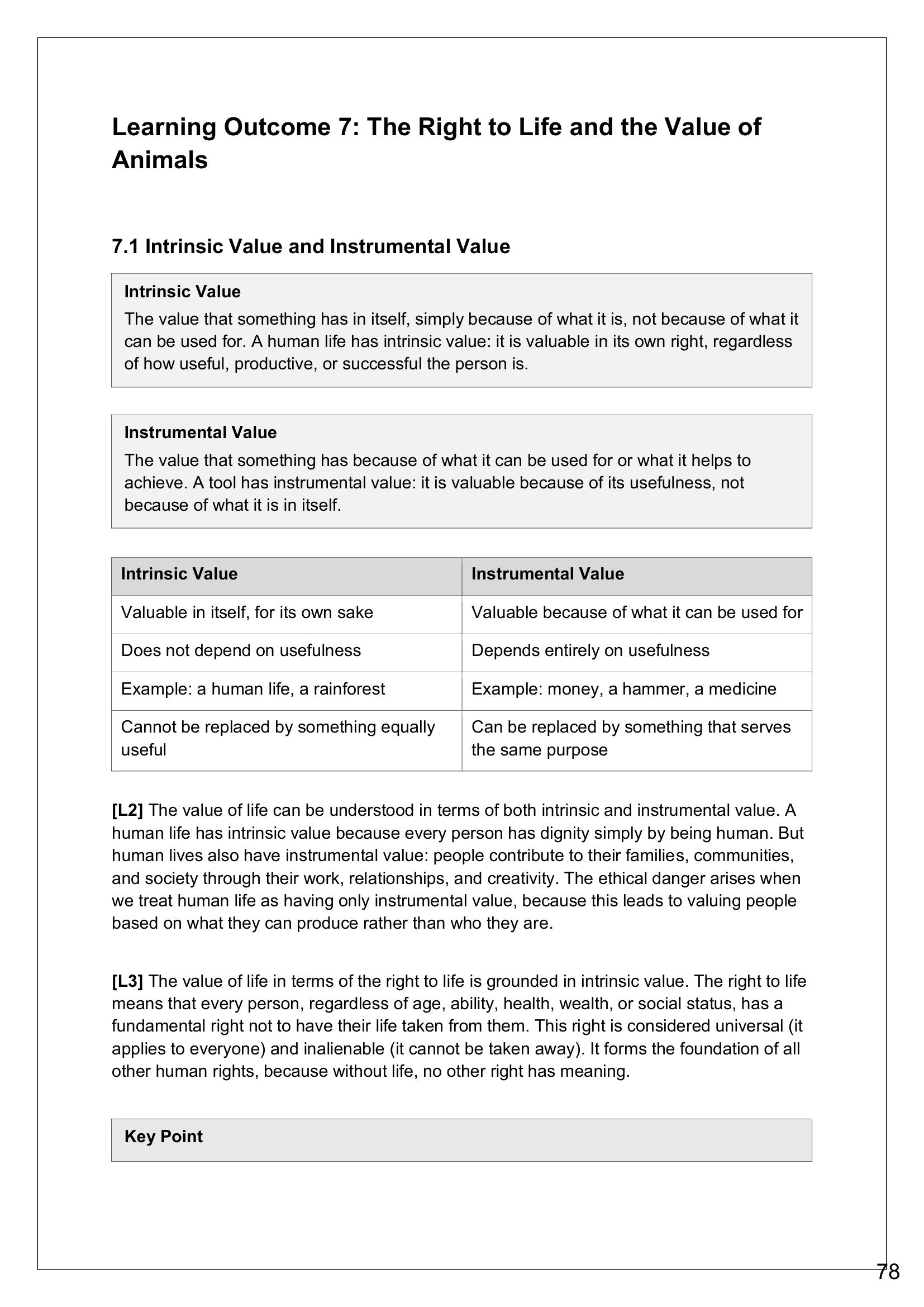 The Right to Life: intrinsic value against instrumental value (page 78)