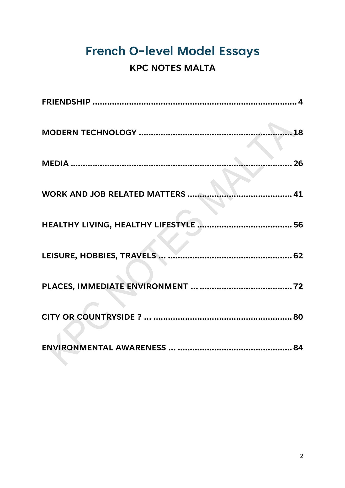Contents: the nine SEC writing topics covered (page 2)