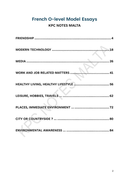 Contents: the nine SEC writing topics covered (page 2)