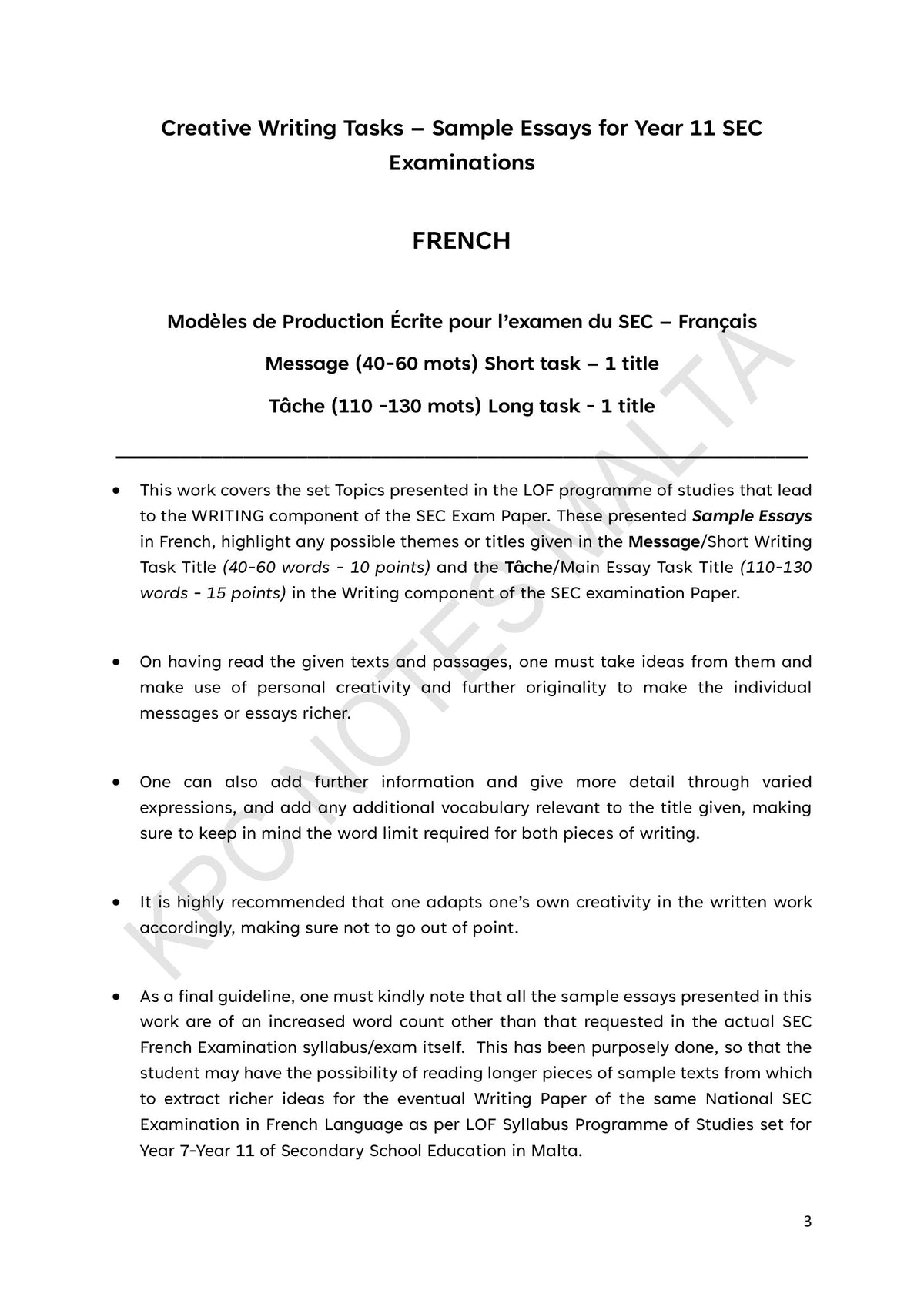 How to Use This Book: the Message and Tache tasks, and their word limits (page 3)