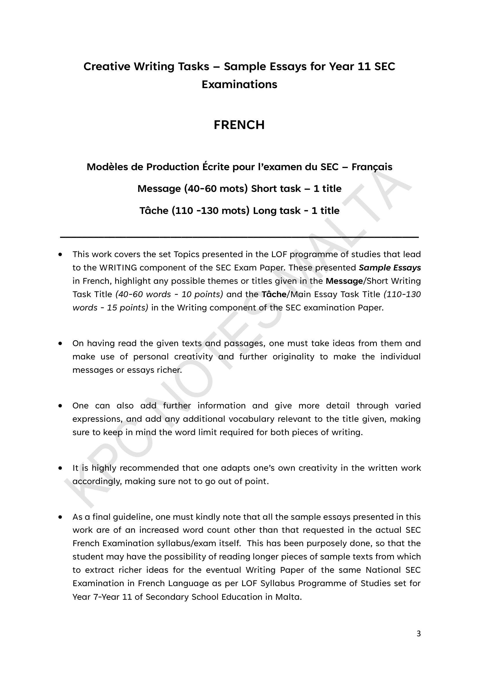 How to Use This Book: the Message and Tache tasks, and their word limits (page 3)