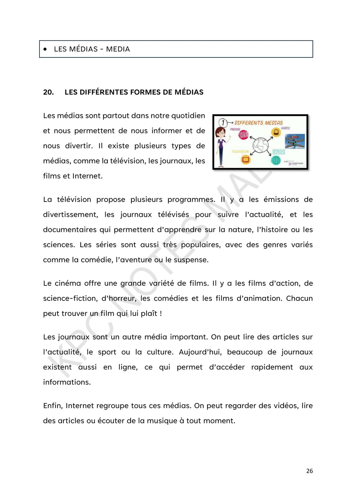 Media: Les medias, the different forms of media (page 26)
