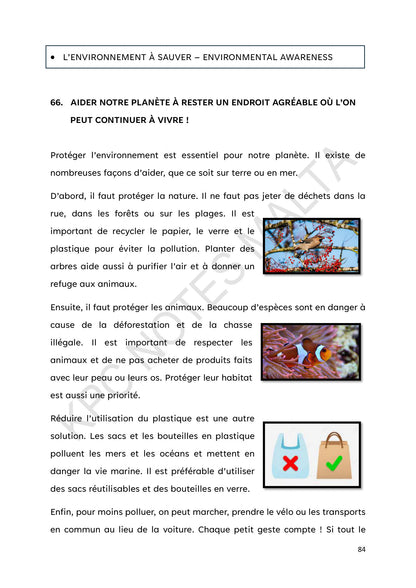 Environmental Awareness: L'environnement a sauver, protecting the planet (page 84)