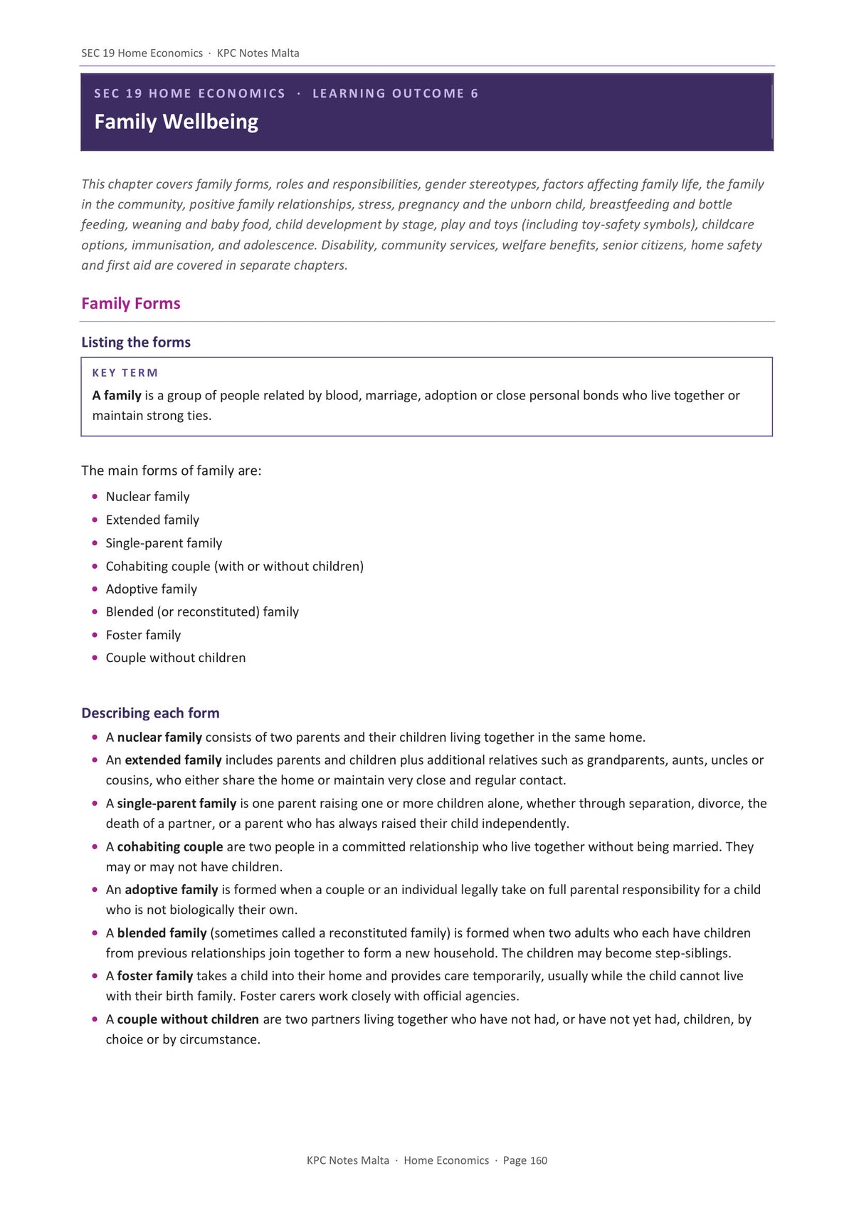 Family Wellbeing: family forms, roles and responsibilities (page 160)