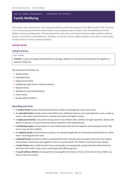 Family Wellbeing: family forms, roles and responsibilities (page 160)