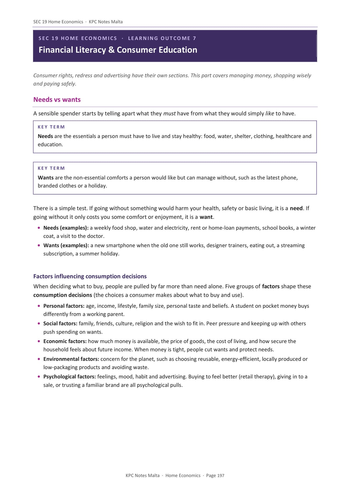Financial Literacy: consumer rights, redress and advertising (page 197)