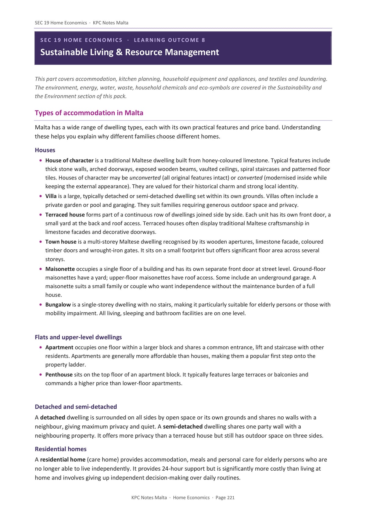 Sustainable Living: accommodation, the kitchen and managing resources (page 221)