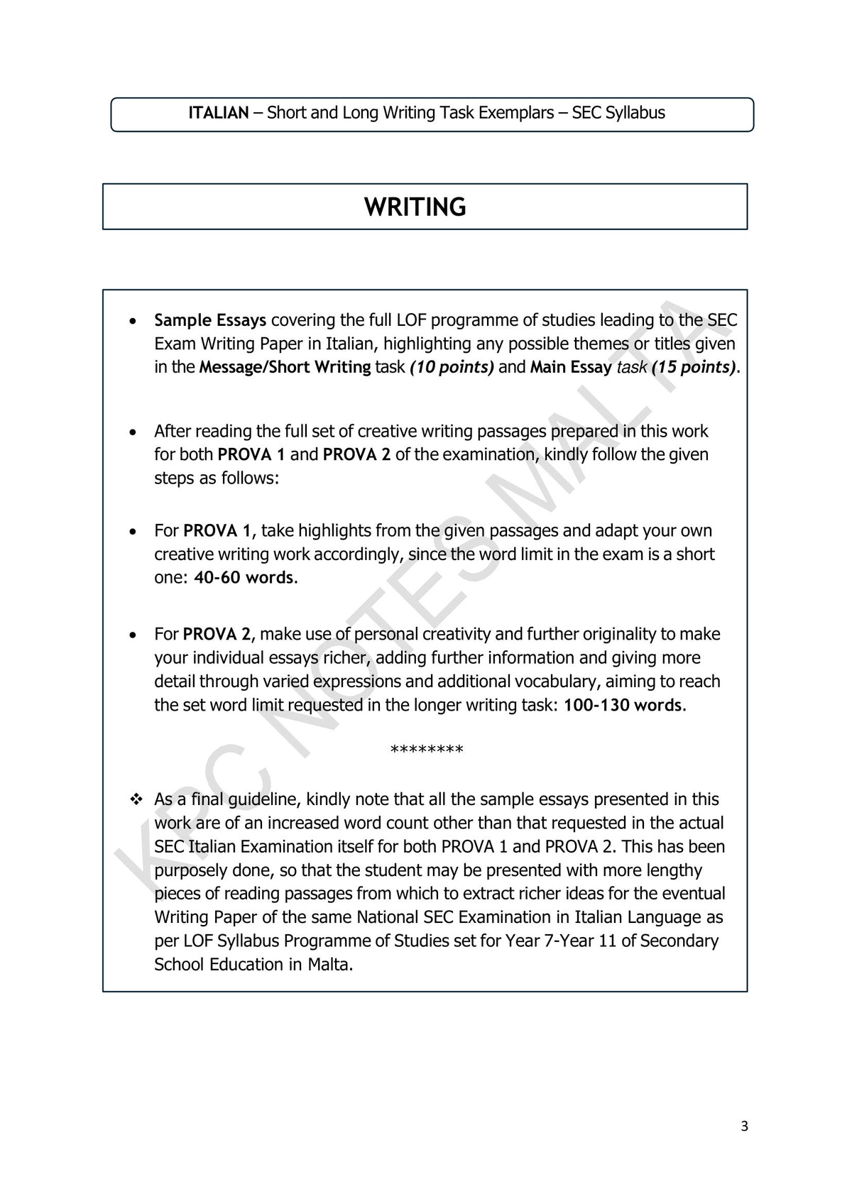 How to Use This Book: Prova 1 and Prova 2, and their word limits (page 3)