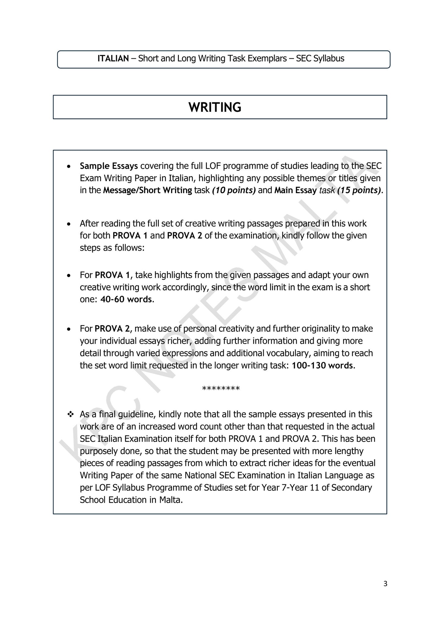How to Use This Book: Prova 1 and Prova 2, and their word limits (page 3)
