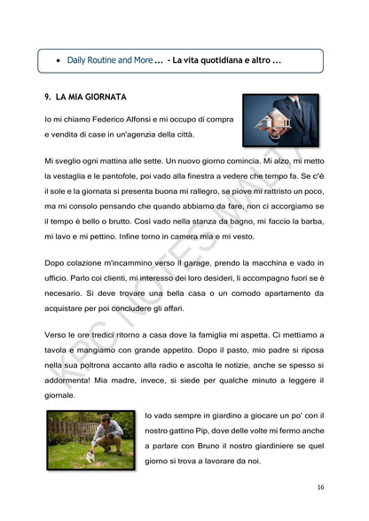 Daily Routine: La mia giornata, a day described hour by hour (page 16)