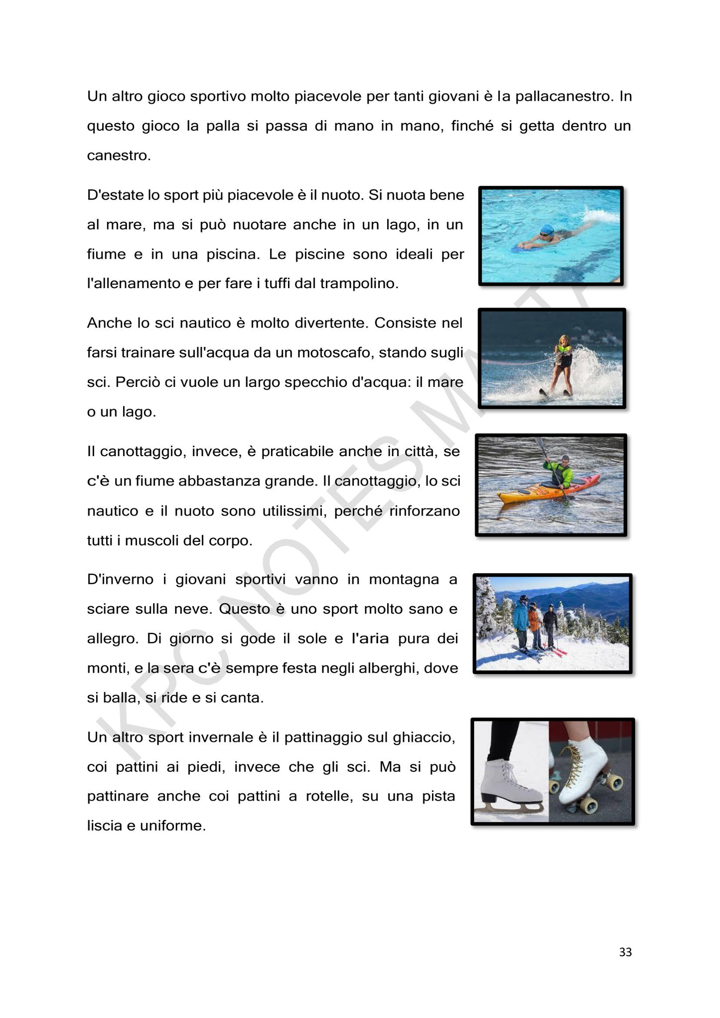 Healthy Living: sport by sport, with the vocabulary for each (page 33)