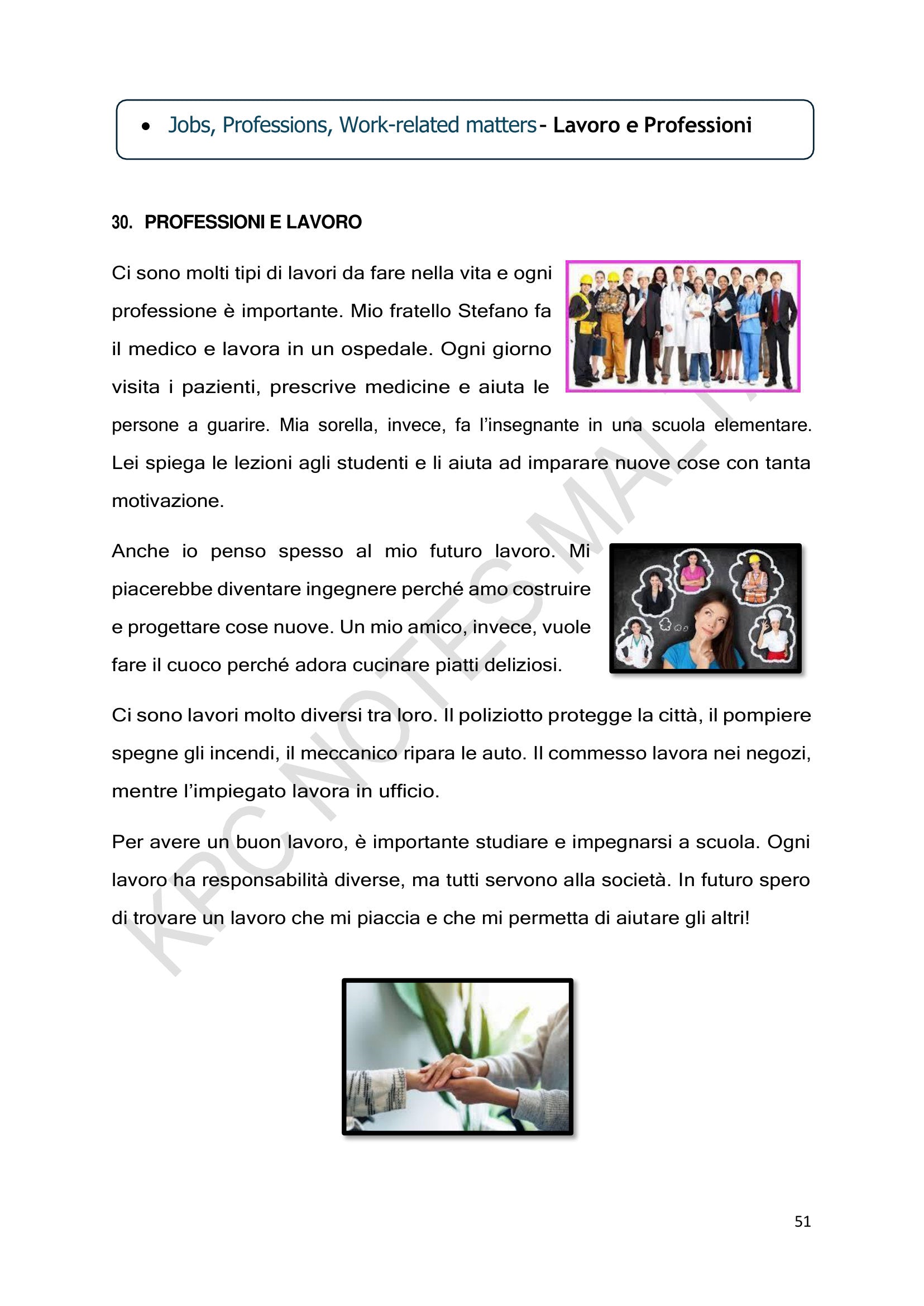 Jobs and Professions: Professioni e lavoro, describing jobs and ambitions (page 51)
