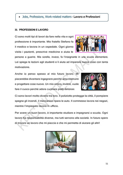 Jobs and Professions: Professioni e lavoro, describing jobs and ambitions (page 51)