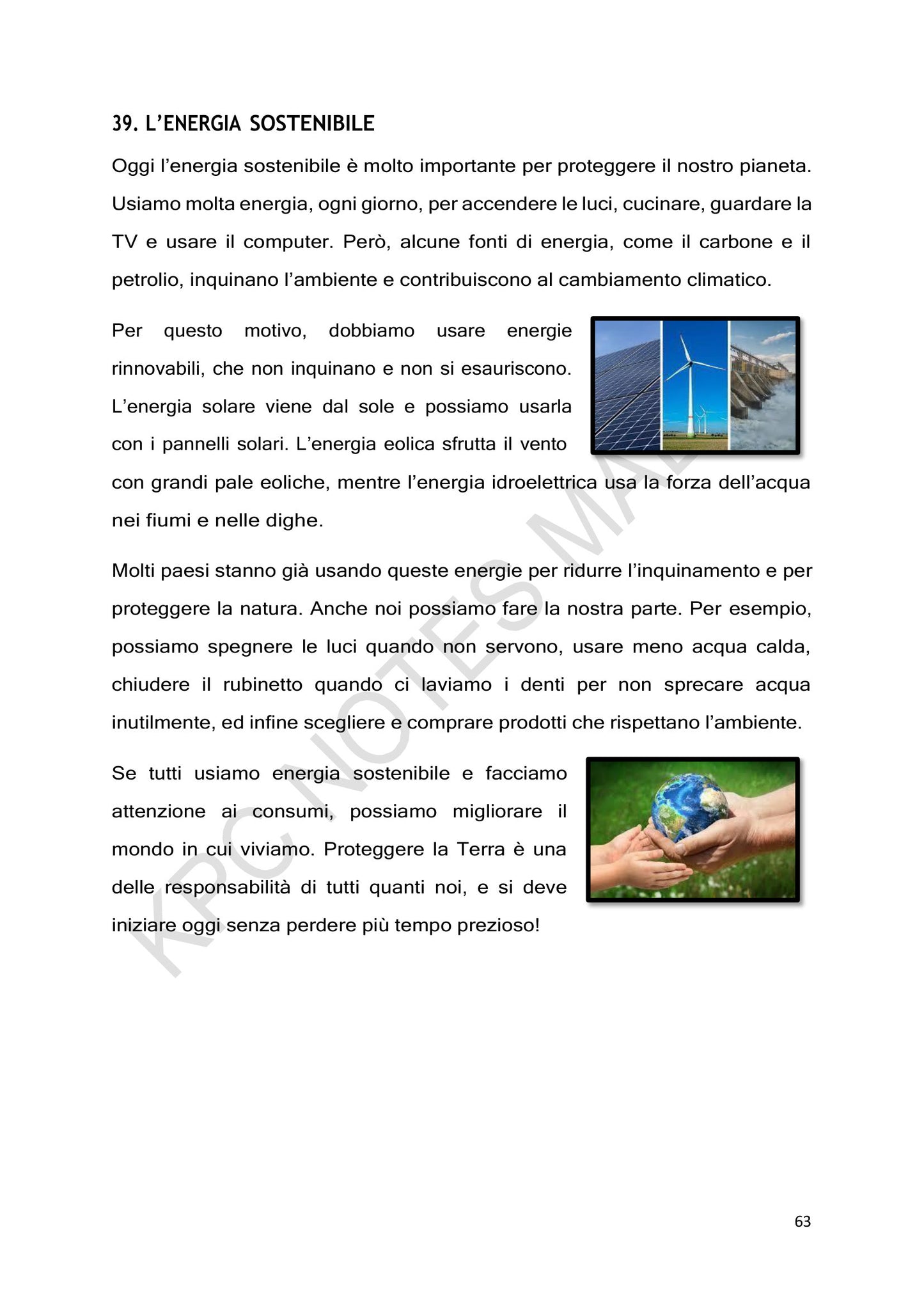 Environmental Awareness: L'energia sostenibile, renewable energy (page 63)