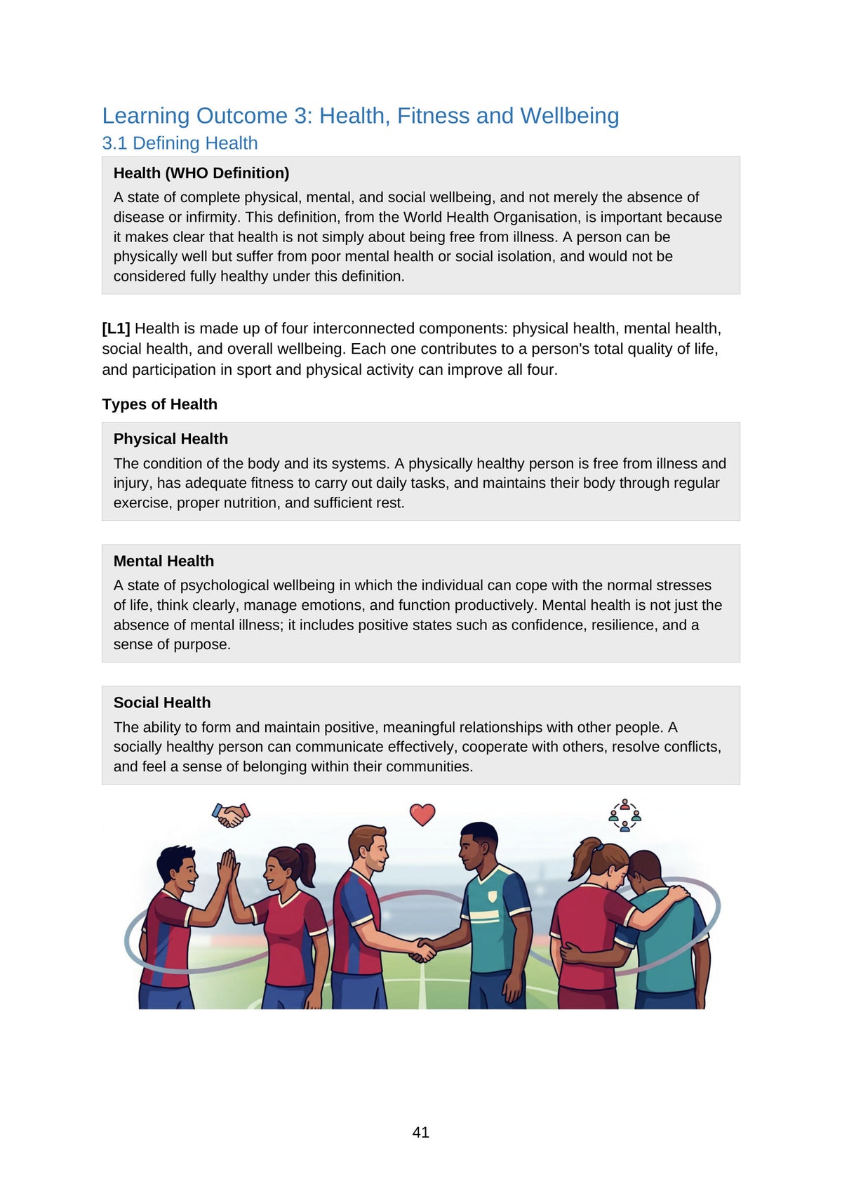Health, Fitness and Wellbeing: defining health (page 41)