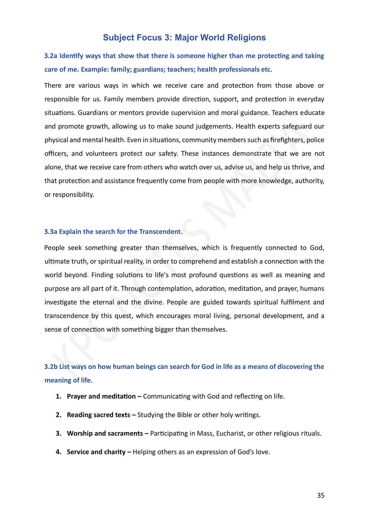Year 9: Major World Religions (page 35)