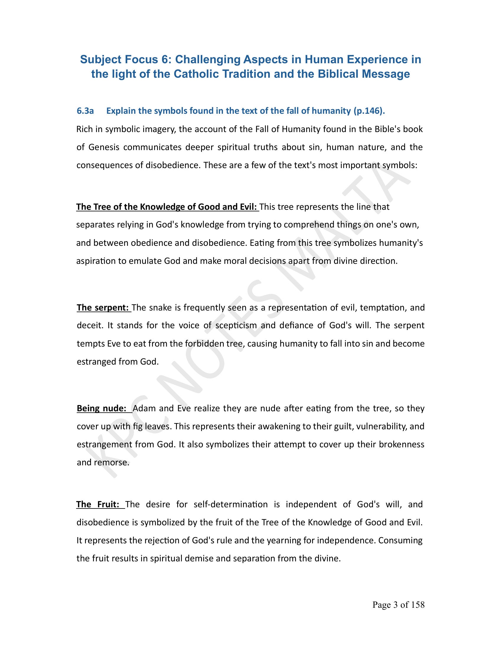 Year 10: Challenging Aspects in Human Experience, the symbols of the Fall (page 3)
