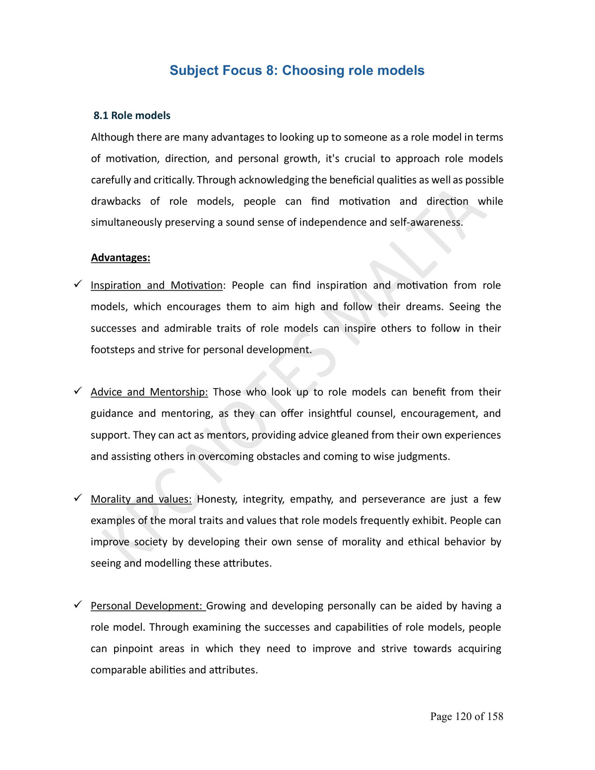 Year 10: Choosing Role Models (page 120)