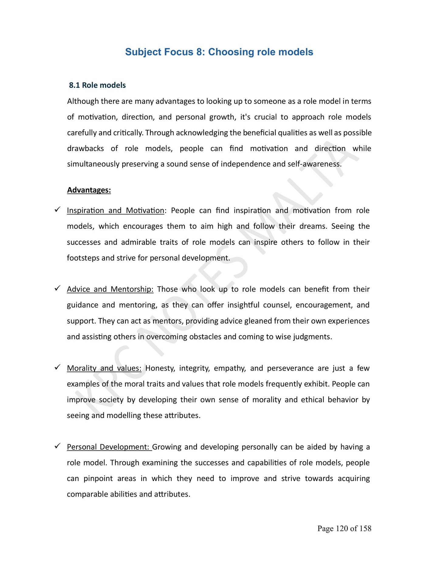 Year 10: Choosing Role Models (page 120)