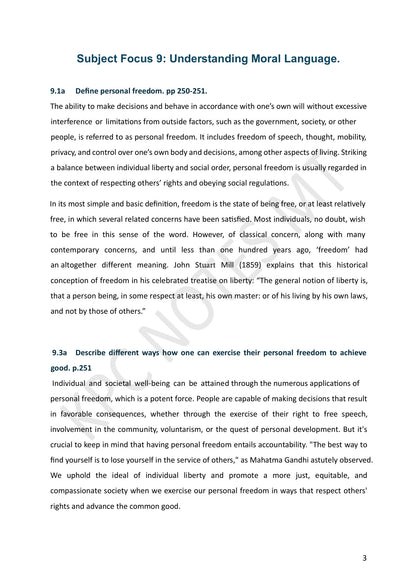 Year 11: Understanding Moral Language, personal freedom defined (page 3)