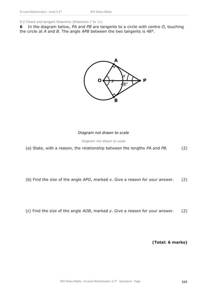 Shape, space and measures: tangents drawn from an external point to a circle (page 164)