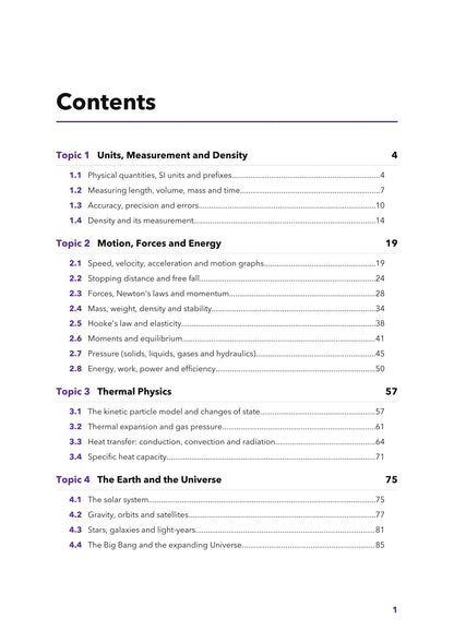 Contents: topics 1 to 4, with every sub-section and its page number