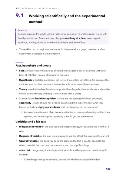 The science of the physical world: variables, fair tests and the experimental method (page 187)
