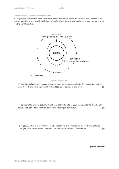 Questions: comparing a polar orbit with a geostationary orbit (page 216)