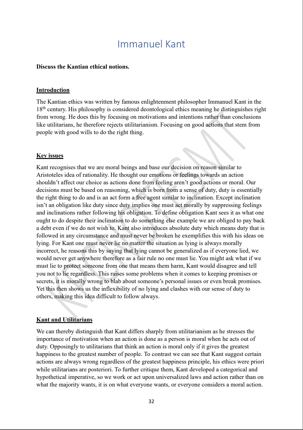 Philosophy Intermediate Model Essays