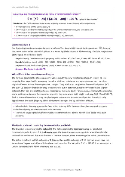 Thermal Physics: finding a temperature from a thermometric property (page 62)