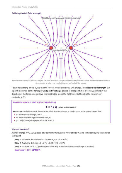 Fields: electric field strength, with the field between two like charges (page 146)