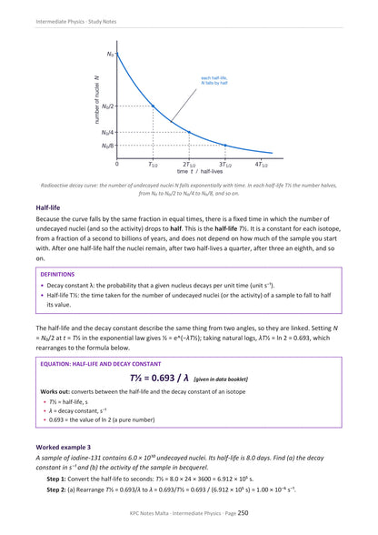 Nuclear and Atomic Physics: the decay curve, half-life and the decay constant (page 250)