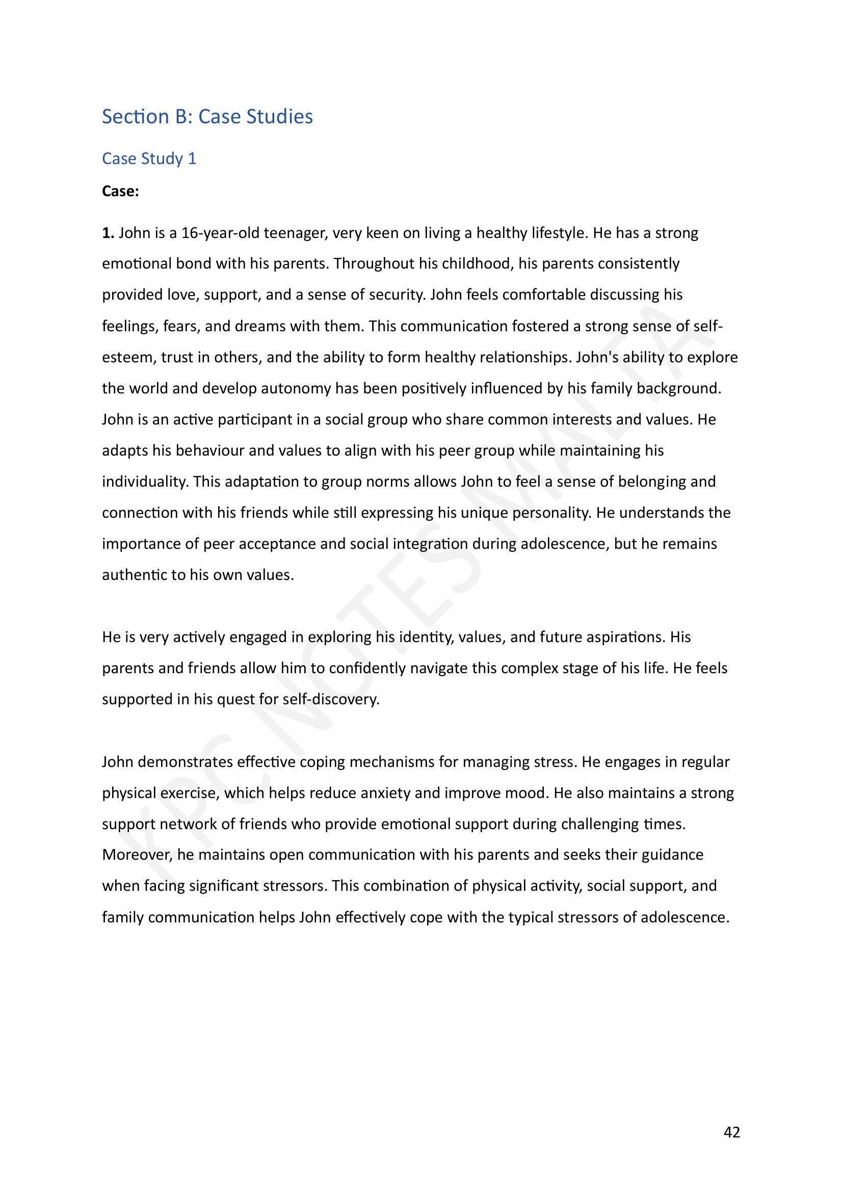 Section B: Case Study 1, the stimulus a candidate works from (page 42)