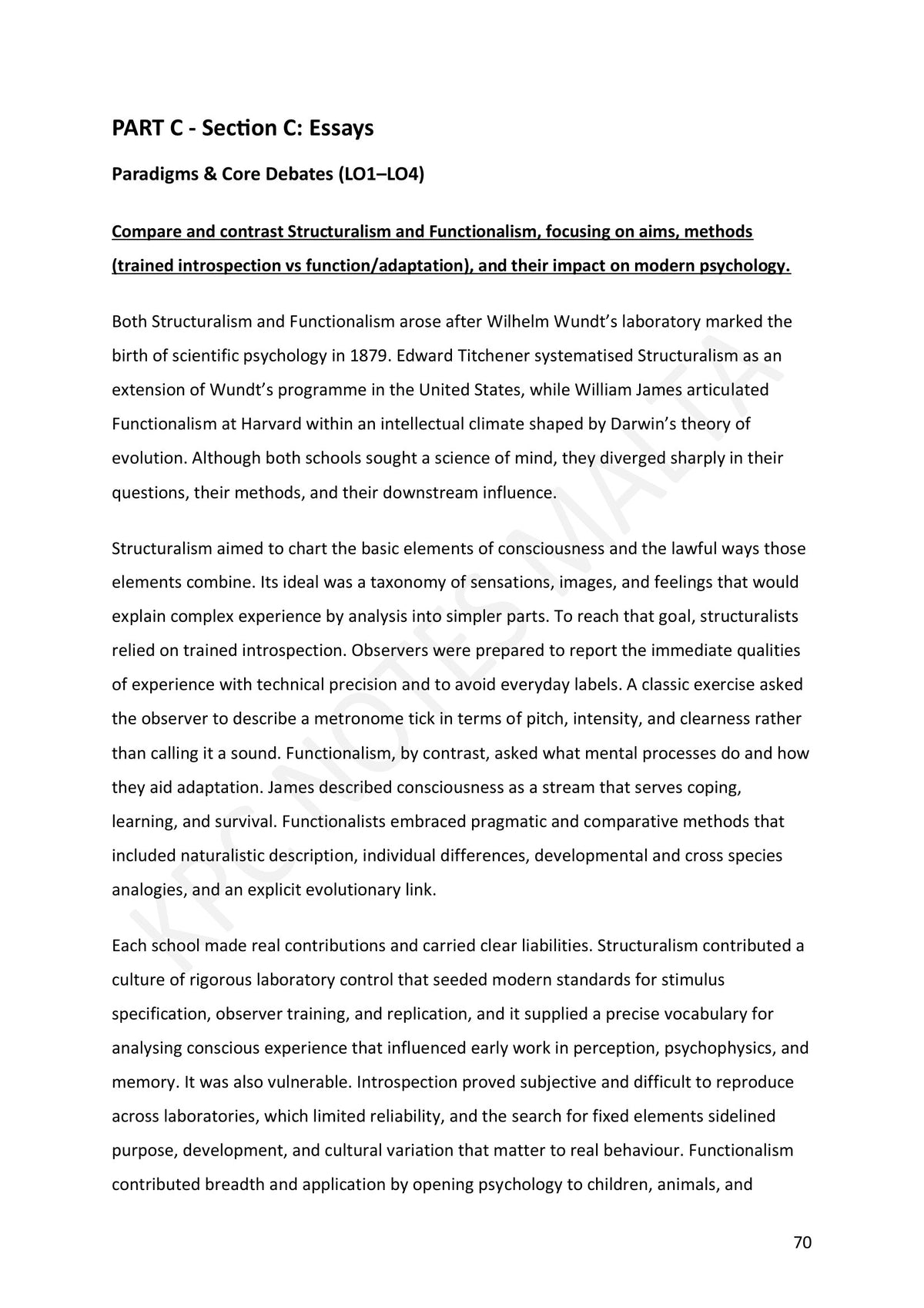Section C: paradigms and core debates — Structuralism against Functionalism (page 70)