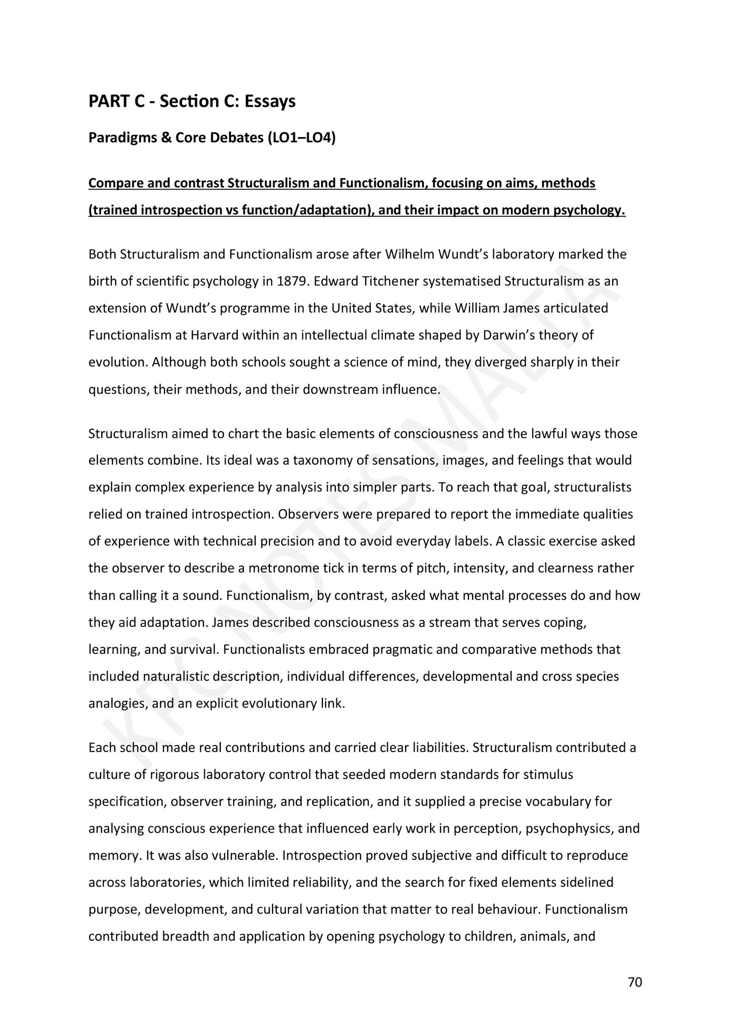 Section C: paradigms and core debates — Structuralism against Functionalism (page 70)